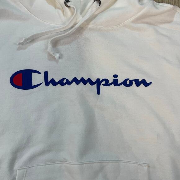 Champion Powerblend Hoodie Men L White Script Logo NWT Athletic Sweatshirt - Picture 8 of 10